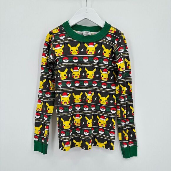 Pokémon Pikachu Hanna Andersson Pajama Top Kids 8 130 cm Organic‎ Cotton Santa - Picture 1 of 5
